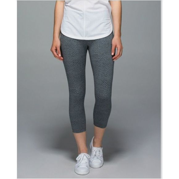 Lululemon Wunder Under Crop II Full-On Luon (Roll Down) Dottie Dash Slate Black - Picture 2 of 15